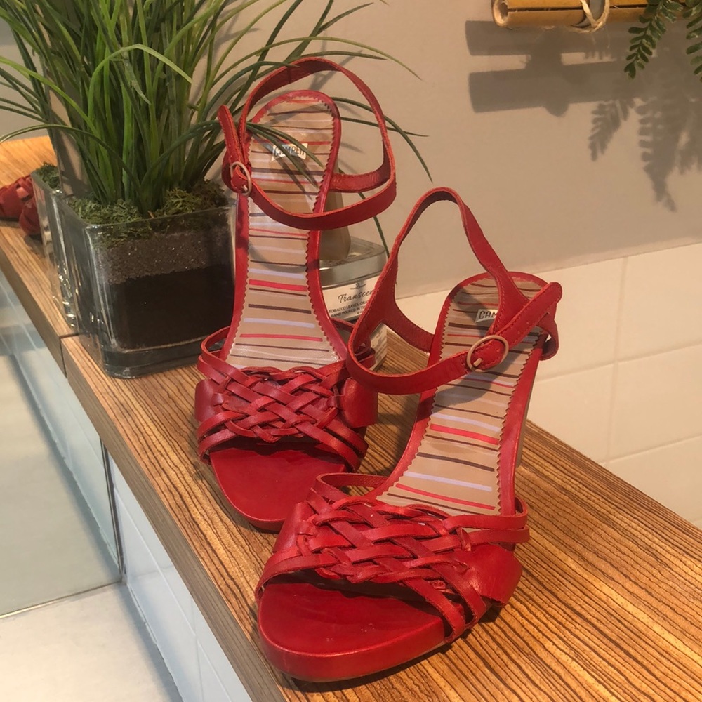 CAMPER Red plaited leather sandals Size 38 (7 US)